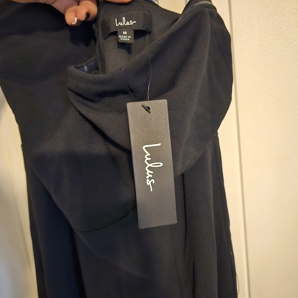 Lulus Black asymmetrical mermaid maxi dress. Size medium. Brand new with tag